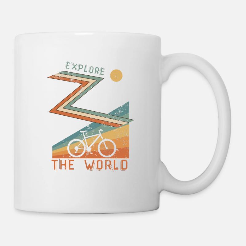 Gift for cyclist EXPLORE THE WORLD - Mug - white