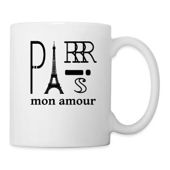 Paris Mon Amour, Frankreich Fans, Statement Shirt - Tasse - Weiß - Rechts