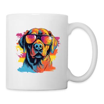 Bunte Labrador mit Sonnenbrille Hundeliebhaber - Tasse - Weiß - Rechts