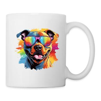Colorful Pitbull Wearing Sunglasses Dog Lover - Mug - white - Right