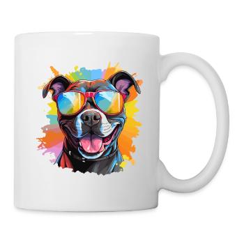 Colorful Pitbull Wearing Sunglasses Dog Lover - Mug - white - Right