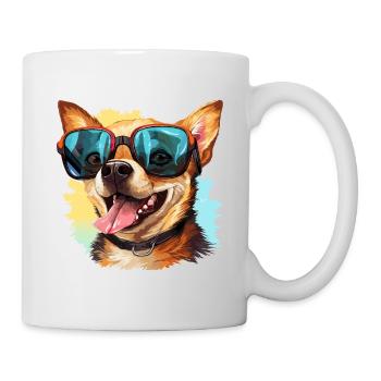 Chihuahua coloré portant des lunettes de soleil amoureux des chiens - Mug blanc - blanc - Droite