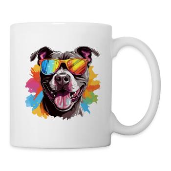 Colorful Pitbull Wearing Sunglasses Dog Lover - Mug - white - Right