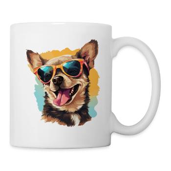 Chihuahua coloré portant des lunettes de soleil amoureux des chiens - Mug blanc - blanc - Droite