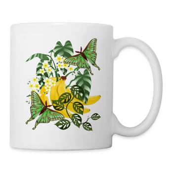 Banane mit Schmetterlingen - Tasse - Weiß - Rechts