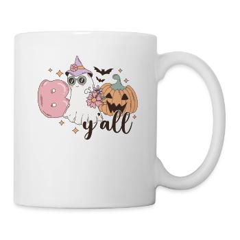 Retro Halloween Boo Y'All Pumpkin and Ghost Design - Mug - white - Right