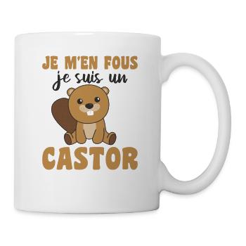 Je m'en fous je suis un castor - süßer Biber - Tasse - Weiß - Rechts