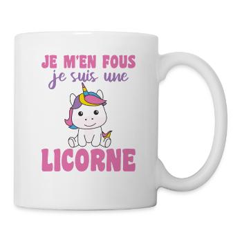 Je m'en fous je suis une licorne - süßes Einhorn - Tasse - Weiß - Rechts