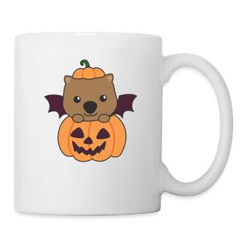 Wombat Happy Halloween Pumpkin Bat Costume - Mug - white - Right
