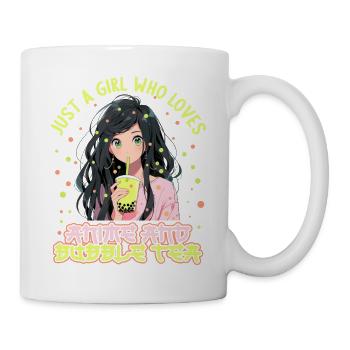 Just a girl who loves Anime and Boba Bubble Tea - Tasse - Weiß - Rechts