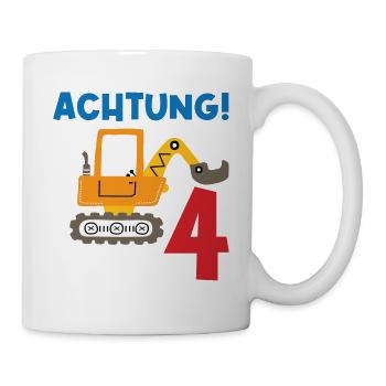 Achtung Ich bin Vier - Tasse - Weiß - Rechts