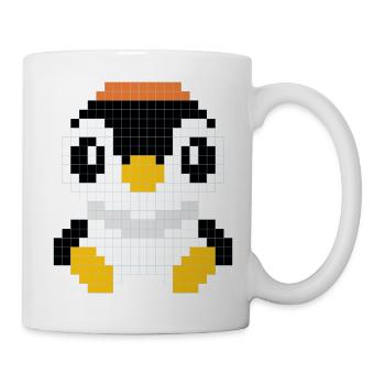 Ein Pinguin mit verpixelter Mütze - Tasse - Weiß - Rechts