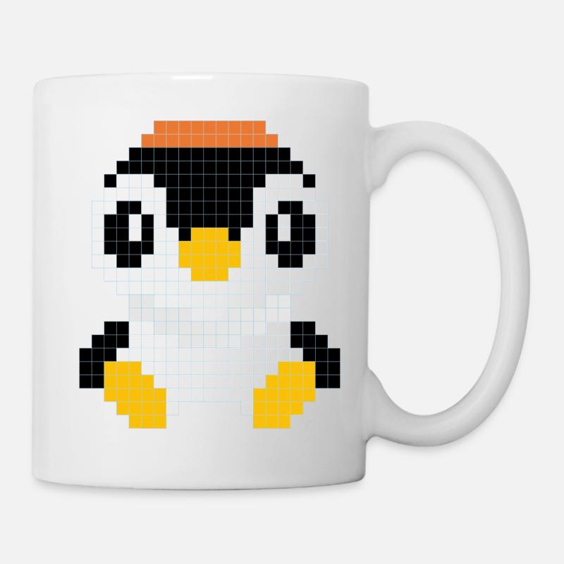 Un pingouin avec une casquette pixélisée - Mug blanc - blanc