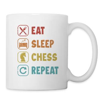Eat Sleep Schach Wiederholungsspieler Großmeister Königin - Tasse - Weiß - Rechts