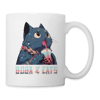 Boba and Cats Katze die Bubble Tee Mädchen Anime - Tasse - Weiß - Rechts