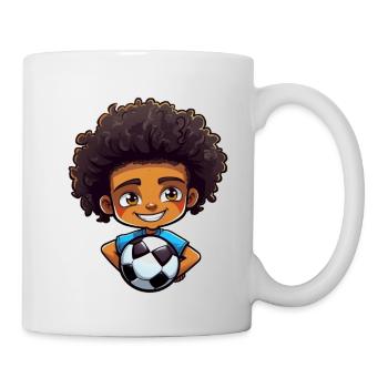 Afro Black Kid Boy Girl Soccer - Mug - white - Right