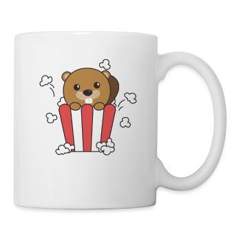 Beaver Popcorn Time animaux drôles dans la restauration rapide - Mug blanc - blanc - Droite