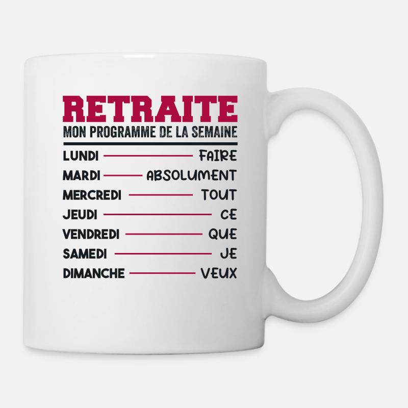 Retraite Mon Programme Humour Retraité Cadeau - Mug blanc - blanc