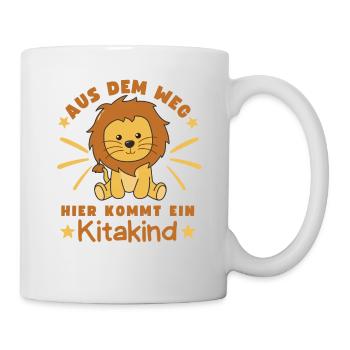 Aus Dem Weg Hier Kommt Ein Kitakind Löwe - Tasse - Weiß - Rechts
