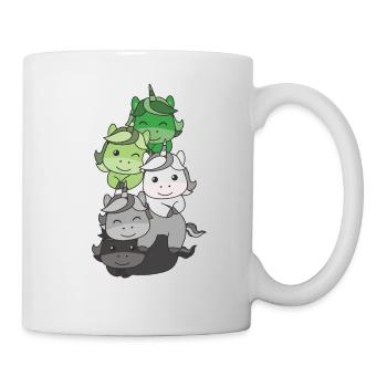 Aromantik Flag Pride LGBTQ süßer Einhorn Stapel - Tasse - Weiß - Rechts