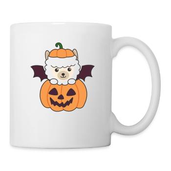 Alpaga Happy Halloween Pumpkin Bat Costume - Mug blanc - blanc - Droite