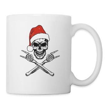 Skelett Weihnachtsmann Mütze Rock And Roll Hand - Tasse - Weiß - Rechts