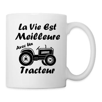 La vie est meilleure avec un tracteur - Mug blanc - blanc - Droite