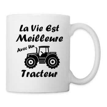 La vie est meilleure avec un tracteur - Mug blanc - blanc - Droite