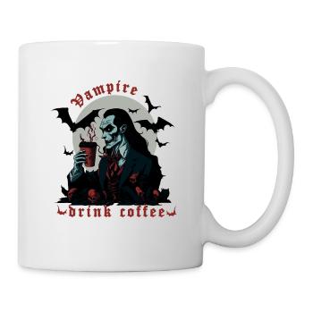 Vampire boire du café, Dracula, Halloween - Mug blanc - blanc - Droite