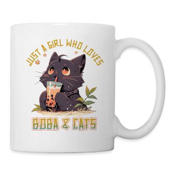 Anime Kawaii just a girl who loves Boba and Cats - Tasse - Weiß - Rechts