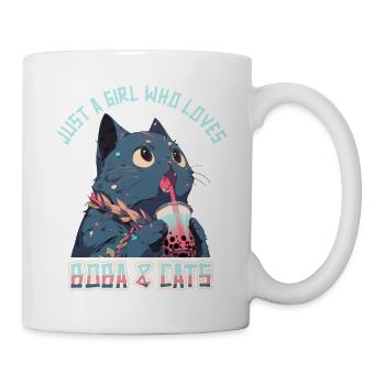 Anime Kawaii just a girl who loves Boba and Cats - Tasse - Weiß - Rechts