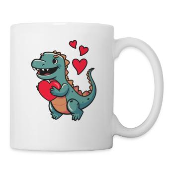 Valentine's Day Dinosaur Heart Funny Animal Love - Mug - white - Right