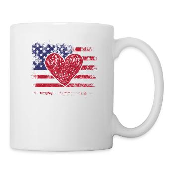 Valentinstag Amerikanische Flagge Rote Herzen US - Tasse - Weiß - Rechts