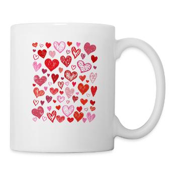 Herzen Muster Valentinstag Niedliche Liebe V-Day - Tasse - Weiß - Rechts