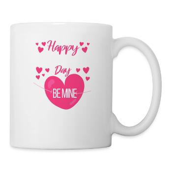 Happy Valentine's Day Be Mine Cute Herzen V-Day - Tasse - Weiß - Rechts