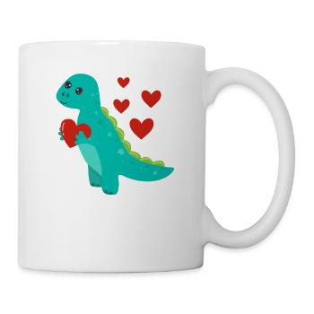 Saint-Valentin Dinosaure Heart Funny Animal Love - Mug blanc - blanc - Droite