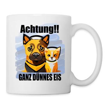 Hund und Katze passen auf - Tasse - Weiß - Rechts