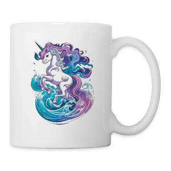 Playful Magic: Cute Unicorn in Water Wave Splashes - Mug - white - Right