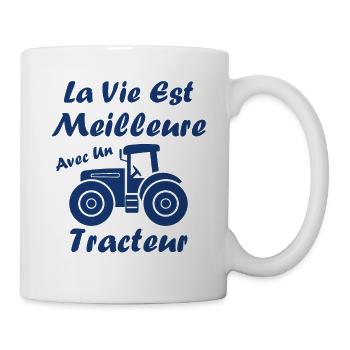 La vie est meilleure avec un tracteur - Mug blanc - blanc - Droite