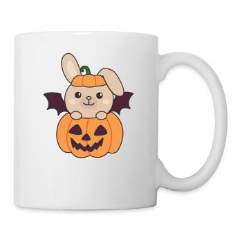 Bunny Happy Halloween Pumpkin Bat Costume - Mug - white - Right