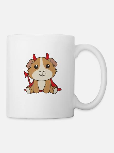 Meerschweinchen Happy Halloween Teufel Kostüm - Tasse - Weiß