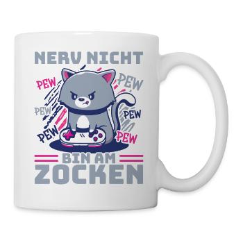 Gaming, Zocken, Videospiel, Grumpy Katze Gamer - Tasse - Weiß - Rechts