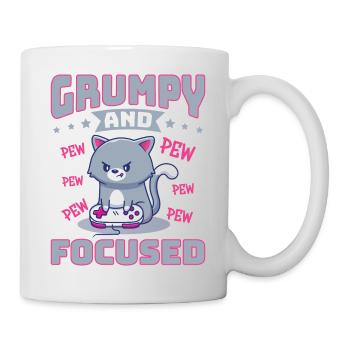 Gaming, Zocken, Videospiel, Grumpy Katze Gamer - Tasse - Weiß - Rechts