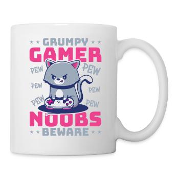 Gaming, Zocken, Videospiel, Grumpy Katze Gamer - Tasse - Weiß - Rechts