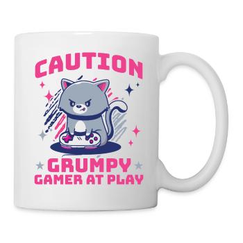 Gaming, Zocken, Videospiel, Grumpy Katze Gamer - Tasse - Weiß - Rechts
