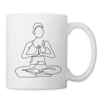 1 Yoga Padmasana ou Fleur de Lotus | Trait noir - Mug blanc - blanc - Droite