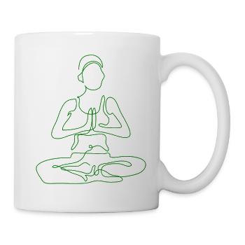 1 Yoga Padmasana or Lotus Flower | 5th Green Flame - Mug - white - Right