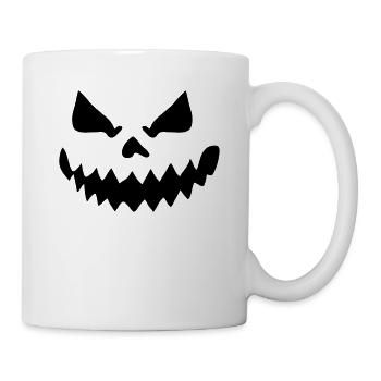 Spukhaftes Halloween Jack O'Lantern Kürbis Gesicht - Tasse - Weiß - Rechts
