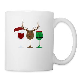 Weinglas Weihnachtsmann Elf Rentier Trinken Cool - Tasse - Weiß - Rechts