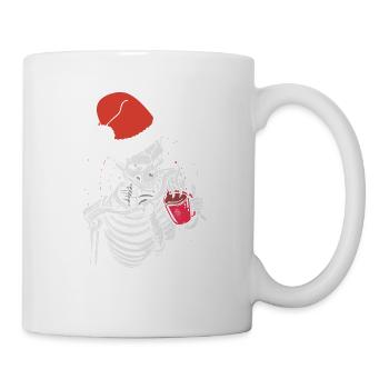 Squelette Chapeau de Père Noël Café Buvant Drôle - Mug blanc - blanc - Droite